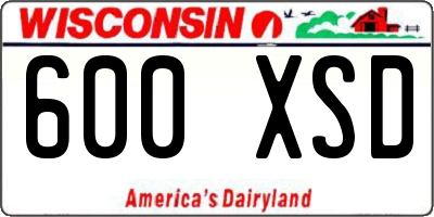 WI license plate 600XSD