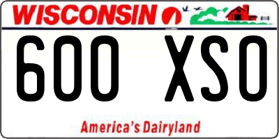 WI license plate 600XSO