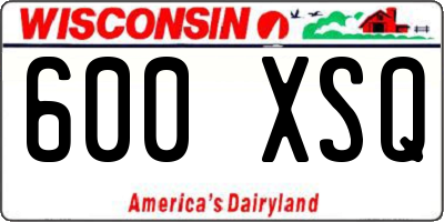 WI license plate 600XSQ