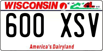 WI license plate 600XSV
