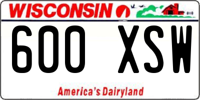 WI license plate 600XSW