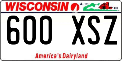 WI license plate 600XSZ