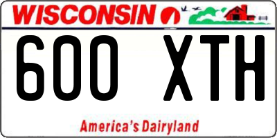WI license plate 600XTH