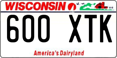 WI license plate 600XTK