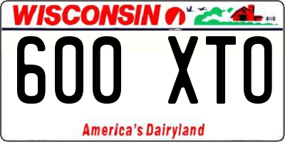 WI license plate 600XTO