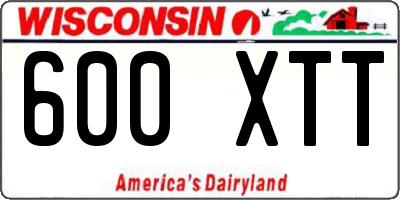 WI license plate 600XTT