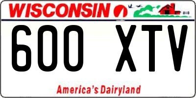 WI license plate 600XTV