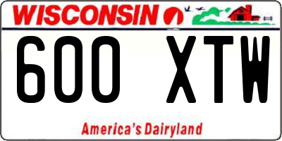 WI license plate 600XTW