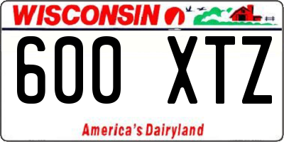 WI license plate 600XTZ