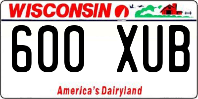 WI license plate 600XUB