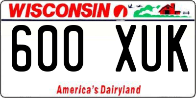 WI license plate 600XUK
