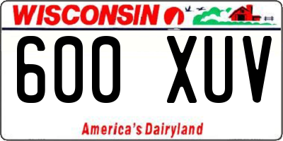 WI license plate 600XUV