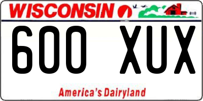 WI license plate 600XUX