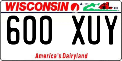 WI license plate 600XUY