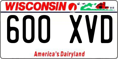 WI license plate 600XVD