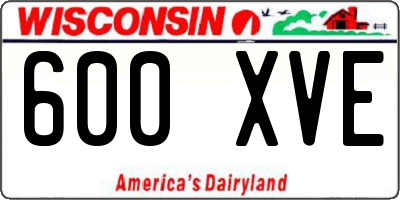 WI license plate 600XVE