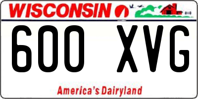 WI license plate 600XVG
