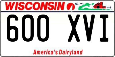 WI license plate 600XVI