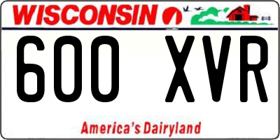 WI license plate 600XVR