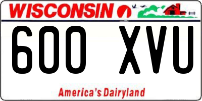 WI license plate 600XVU