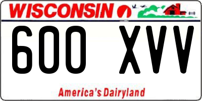 WI license plate 600XVV