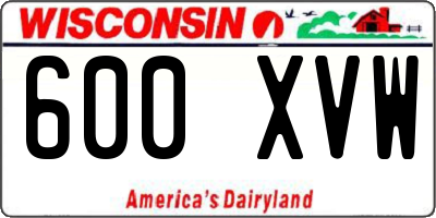 WI license plate 600XVW