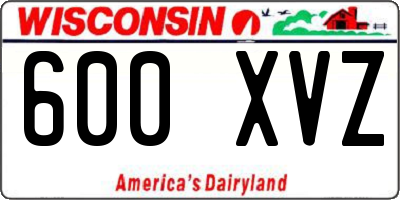 WI license plate 600XVZ