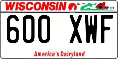 WI license plate 600XWF