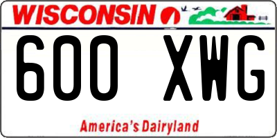 WI license plate 600XWG