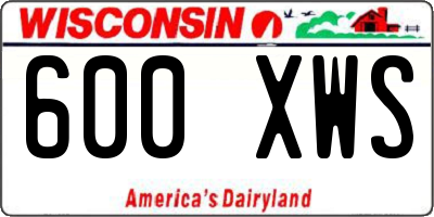 WI license plate 600XWS