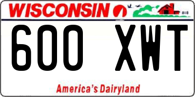 WI license plate 600XWT