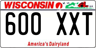 WI license plate 600XXT