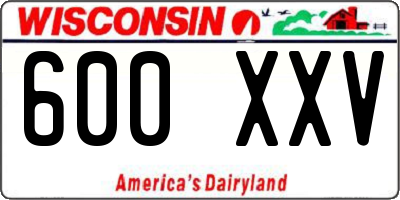 WI license plate 600XXV