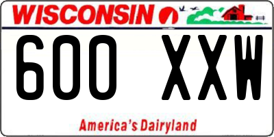 WI license plate 600XXW