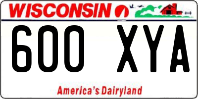 WI license plate 600XYA