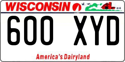 WI license plate 600XYD