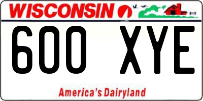 WI license plate 600XYE