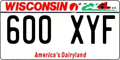 WI license plate 600XYF