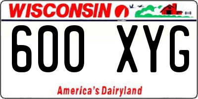 WI license plate 600XYG