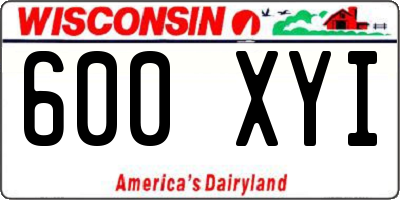 WI license plate 600XYI