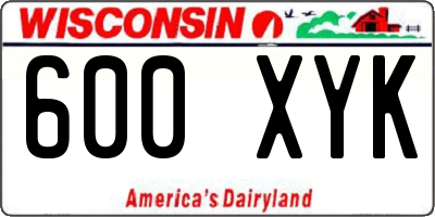 WI license plate 600XYK