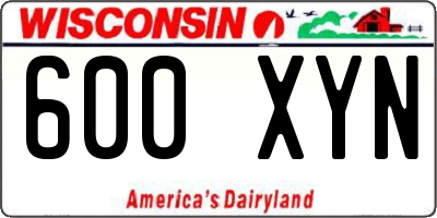 WI license plate 600XYN