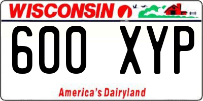 WI license plate 600XYP