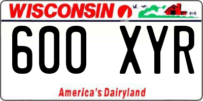 WI license plate 600XYR