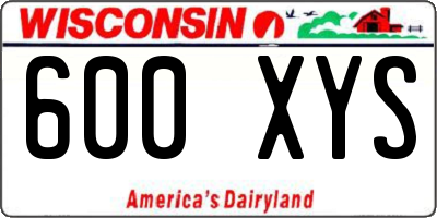 WI license plate 600XYS