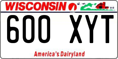 WI license plate 600XYT