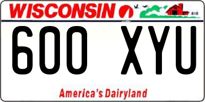 WI license plate 600XYU