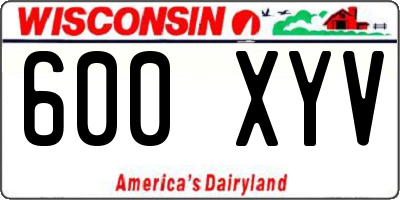 WI license plate 600XYV