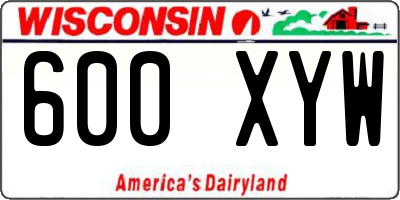 WI license plate 600XYW