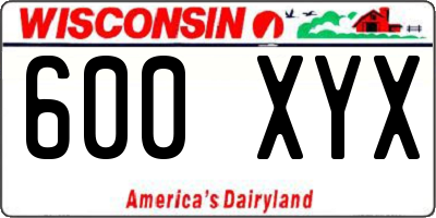 WI license plate 600XYX